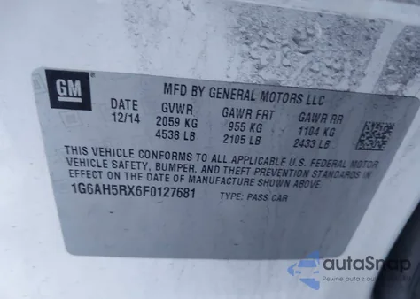 2015 Cadillac Ats Luxury z USA, uszkodzony, nr VIN 1G6AH5RX6F0127681